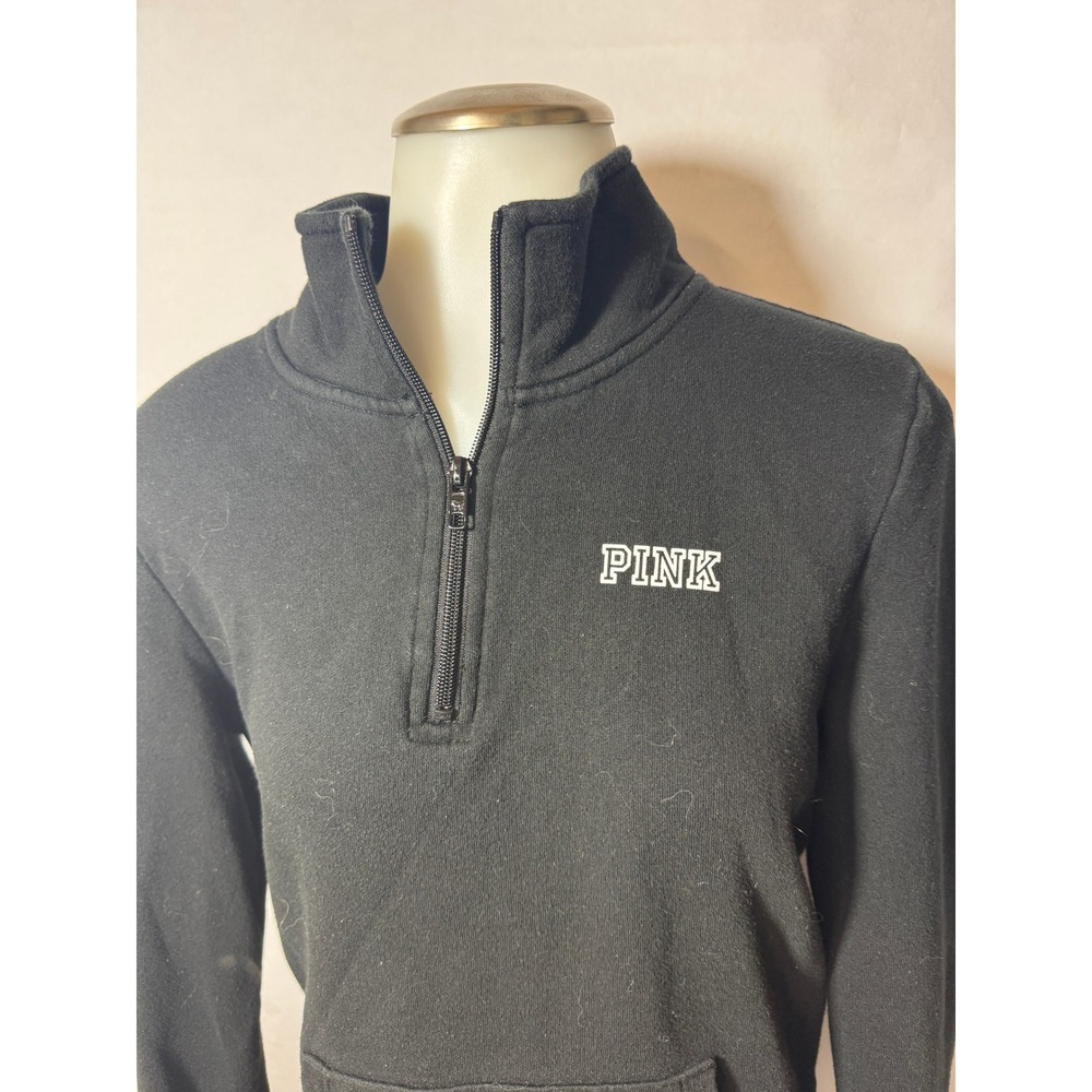 Women's PINK Victoria's Secret Quarter Zip Pullover Sweatshirt Black Size Medium